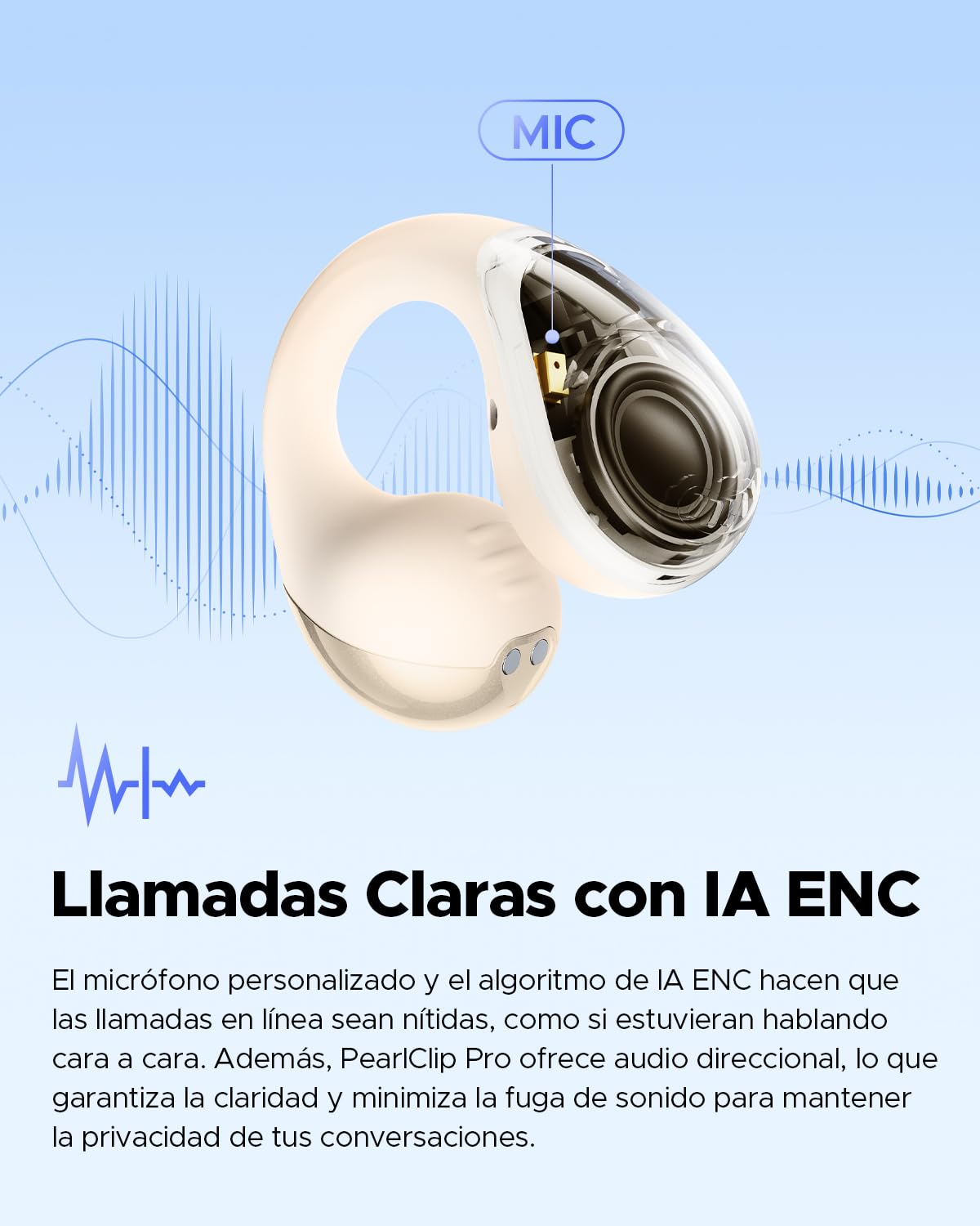 Audífonos Inalámbricos SoundPEATS PearlClip Pro Amarillo Open-Ear