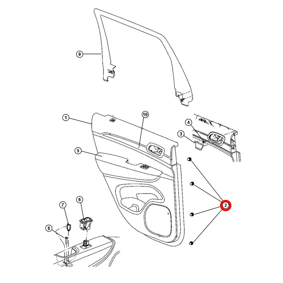Clip de Retención para Panel de Puerta OAUTOO Negro para Jeep Cherokee y Más