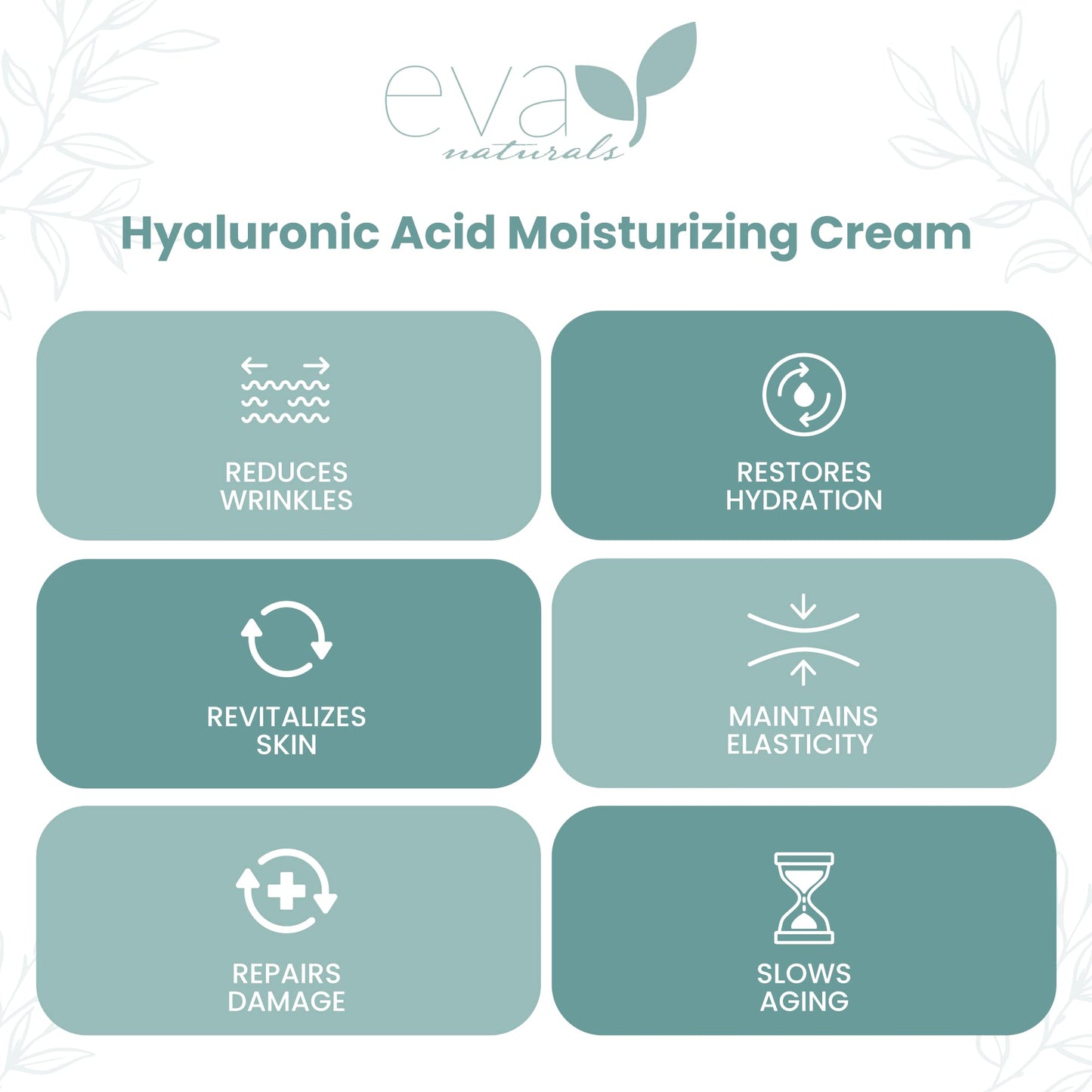Hyaluronic Acid Moisturizing Cream by Eva Naturals - Best Wrinkle Cream - Facial Moisturizer, Dry Skin Cream, Retinol, Vitamin B, C & E, CoQ10 - Anti-Aging: Reduces Dry Skin, Fine Lines & Wrinkles