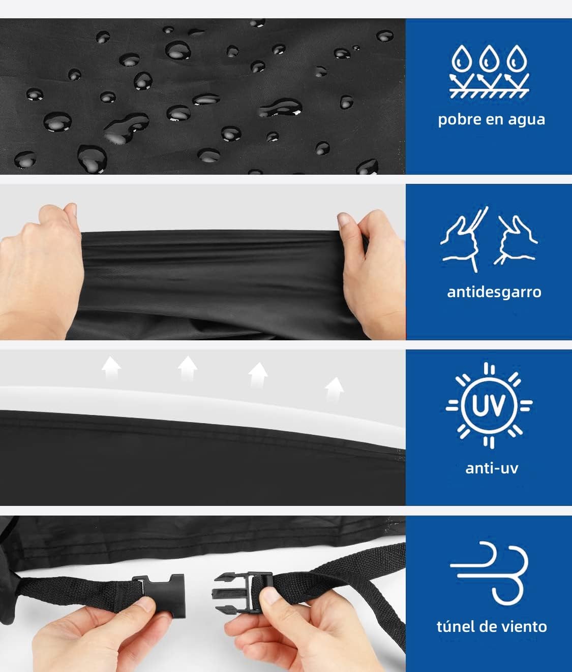 Balabow Cubierta de Motocicleta, Funda para Moto Impermeable, Motocicleta Protectora Poliéster para Motocicletas como Honda, Yamaha, Suzuki, Harley y más (Negro, XL)