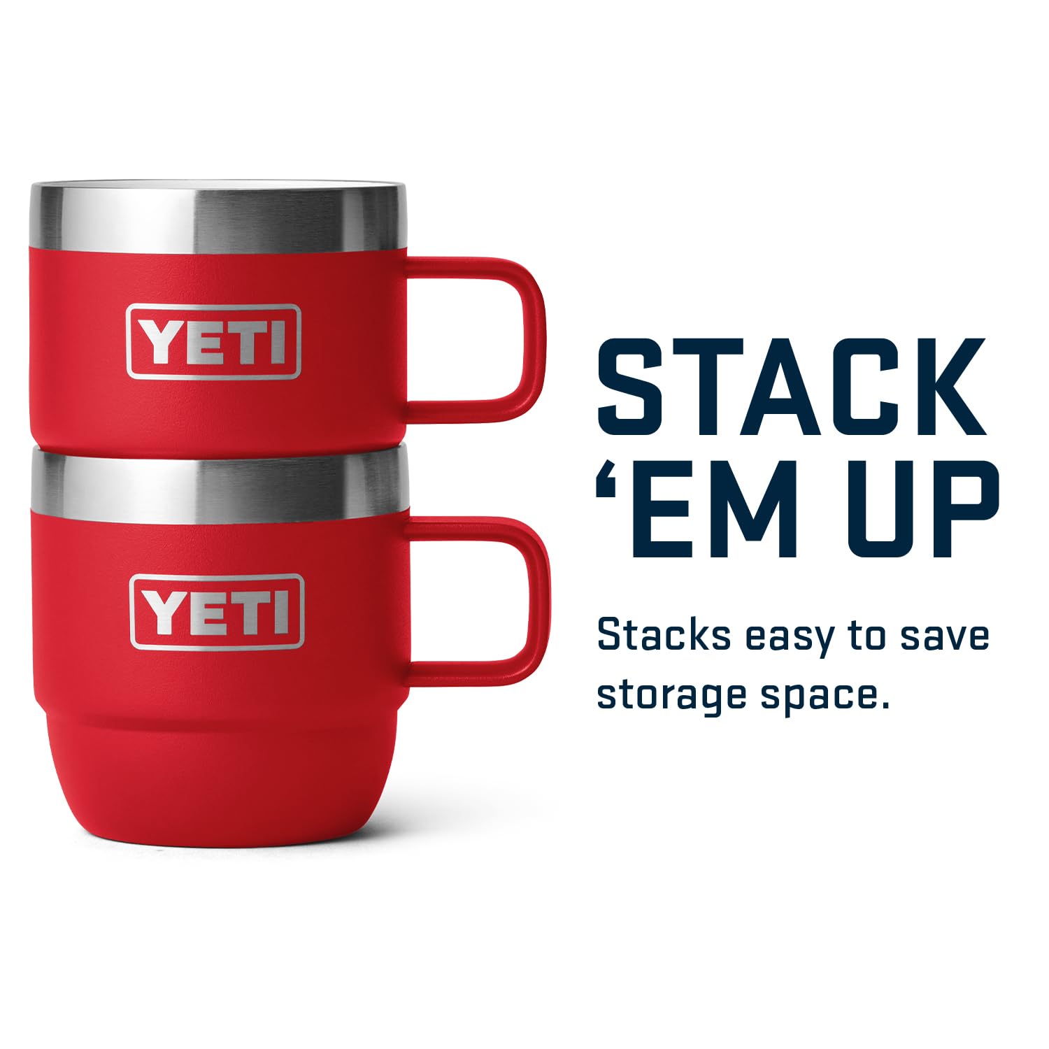 Taza de Acero Inoxidable YETI Rambler Rojo Aislada al Vacío Apilable para Café y Expreso Paquete de 2
