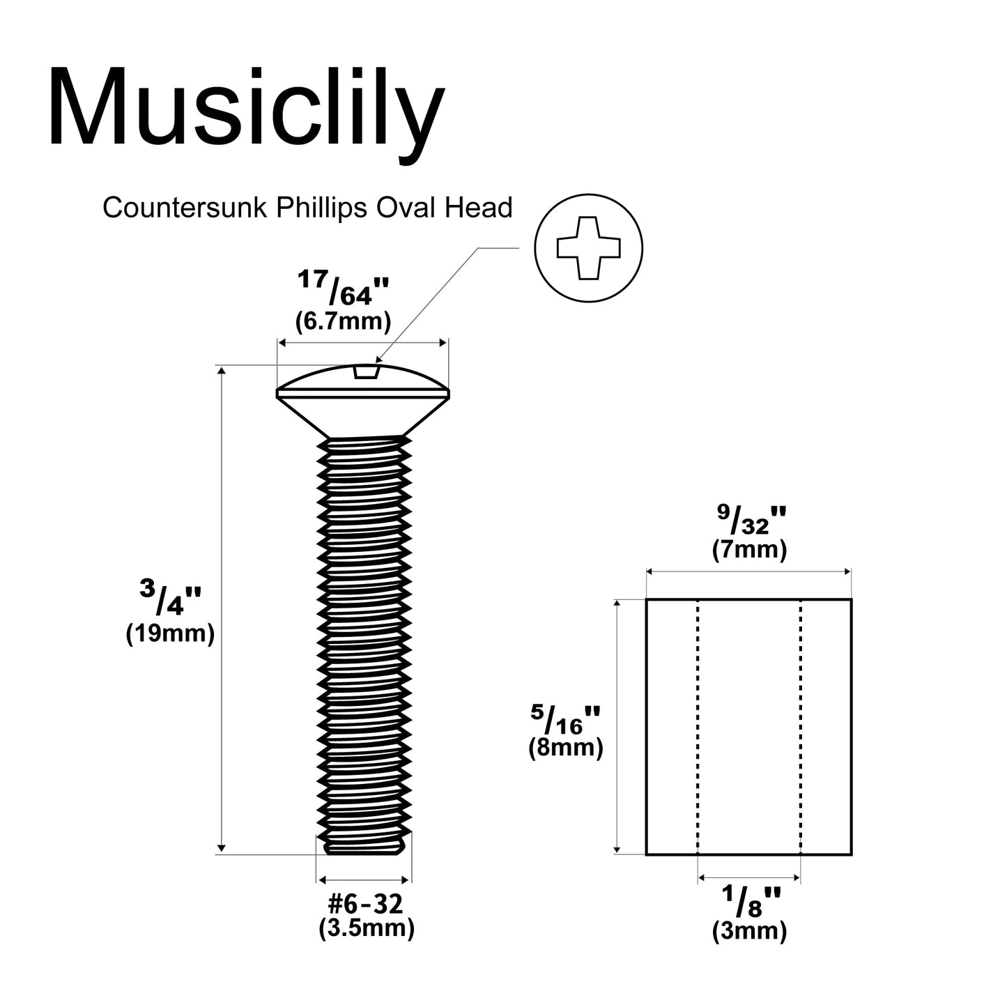 Musiclily Ultra UNC#6-32X3/4 Pulgadas Acero Inoxidable Tornillos y Tubo Goma de Pastilla Single Coil para Guitarra Eléctrica tipo Fender Strat USA/Mexico, Dorado (Set de 6)