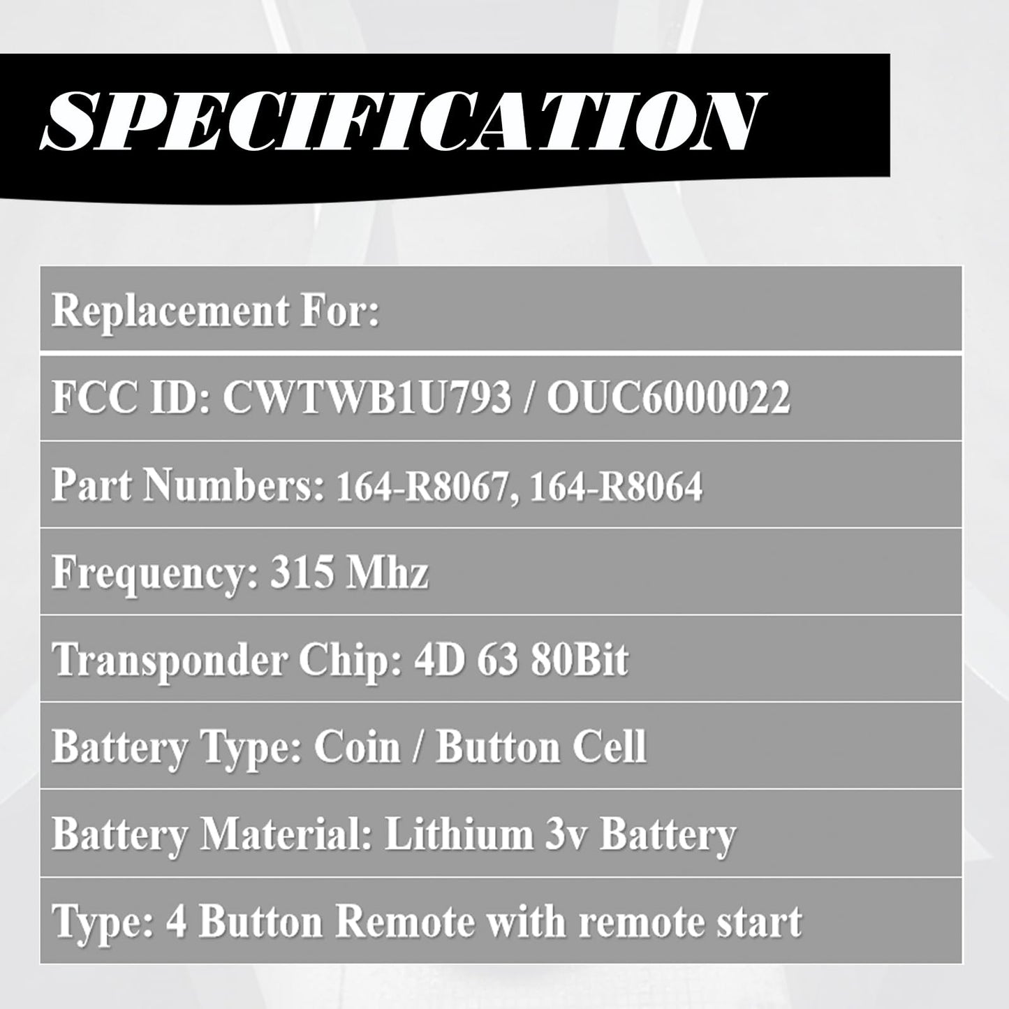 MechanMagic - Llavero de repuesto para CWTWB1U793 Ford F-150/F150 2011-2014 F-250 F-350 Super Duty 2011-2016 F-450 F-550 F-650 Explorer Expedition 2009-2017 En, sin llave