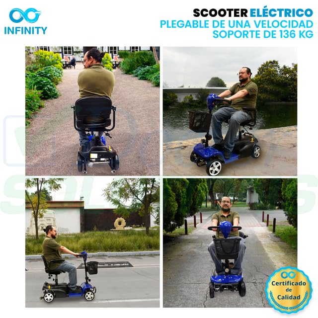 INFINITY | Silla Ruedas Eléctrica Plegable y Recargable Scooter para Adulto Discapacitado, con Batería de Larga Duración (AZUL)