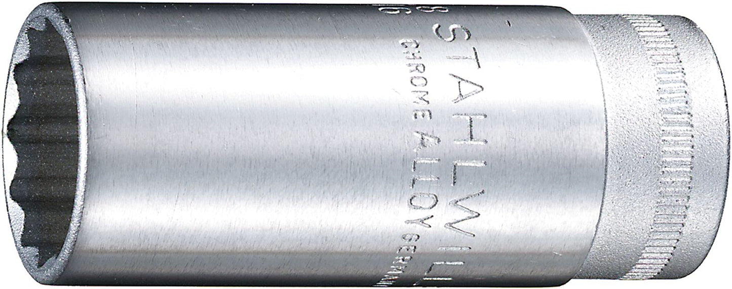 Stahlwille 02020008 - Enchufe hexagonal extra profundo No. 46, tamaño 8 mm, 12 puntos, unidad de 3/8 pulgadas, métrico, resistente, acero de alto rendimiento, chapado en cromo, longitud 54 mm, peso 36