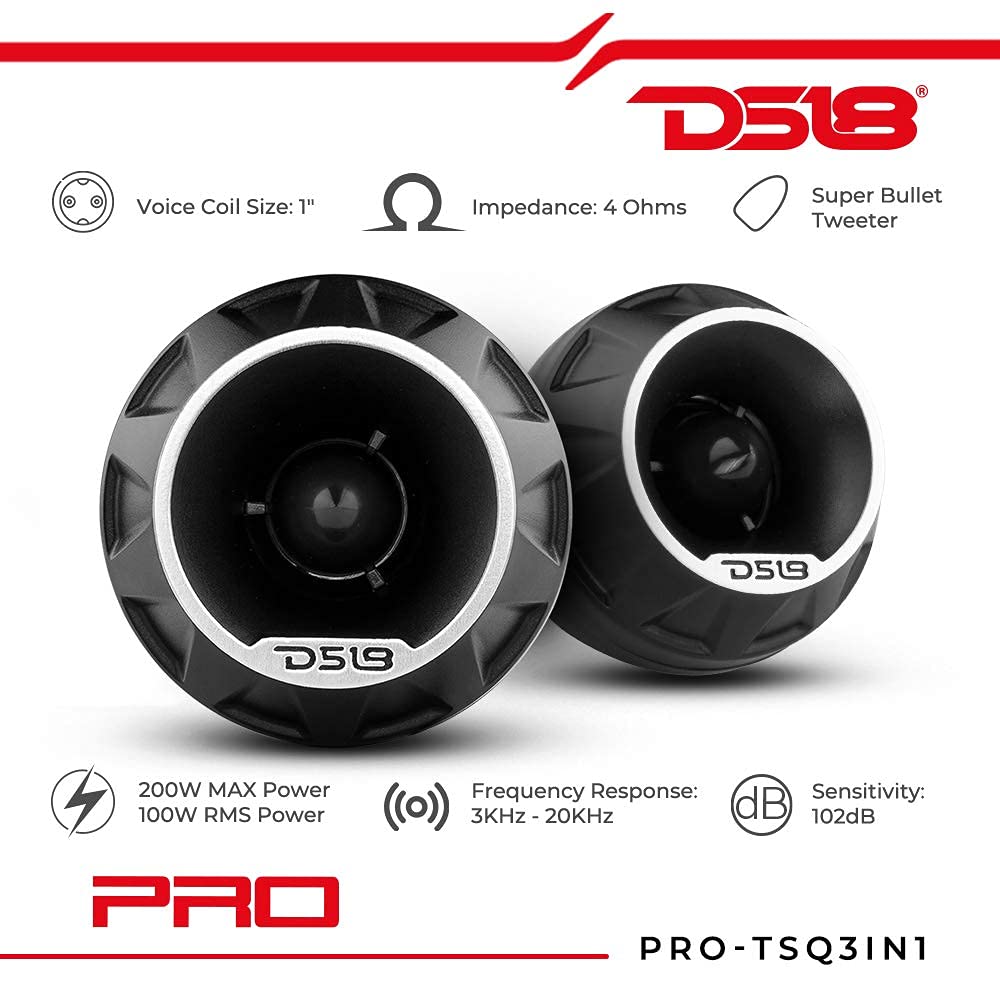DS18 PRO-TSQ3IN1 - Altavoz de Agudos de Aluminio de Alta compresión de 1 Pulgada (1 Pulgada), Color Negro