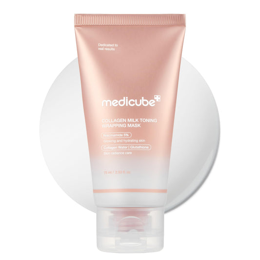 Medicube Wrapping Mask Collagen Glazed Milky Glow Daytime Peel Off Mask | Quick and Easy Care with Glutathione, Niacinamide for Plumped, Hydrated & Smooth Skin | Korean Skin Care, 2.53 Fl.oz