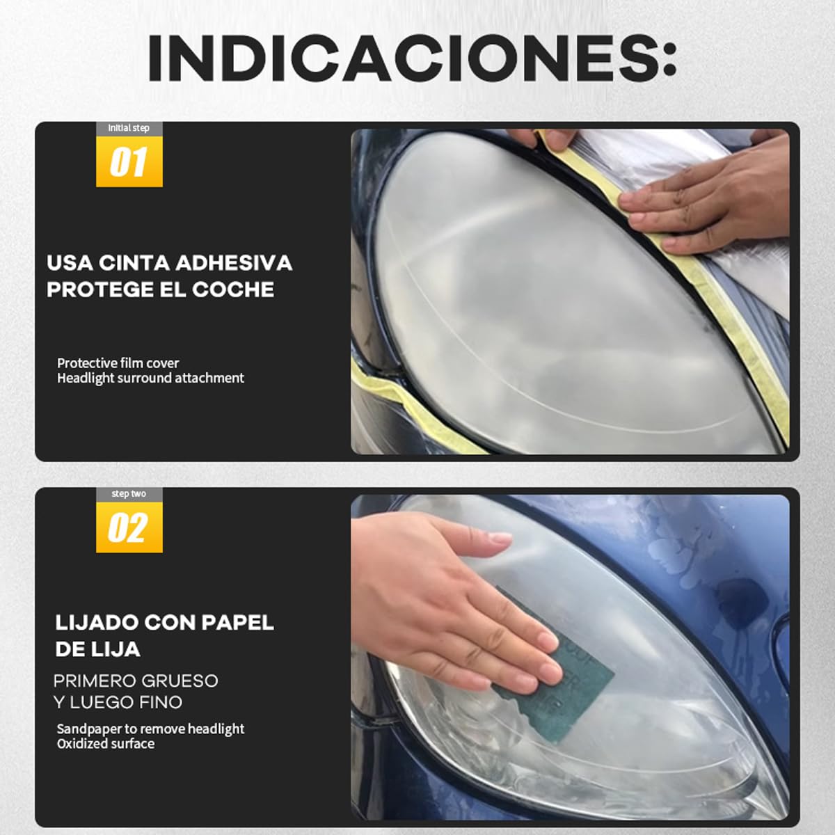 Kit de Restauración de Faros Delanteros de Coche, 600 ml de líquido para reparación de faros amarillento,Renovación de Arañazos de Lente con Vapor para Eliminar Amarilleo Rasguño Oxidación Neblina