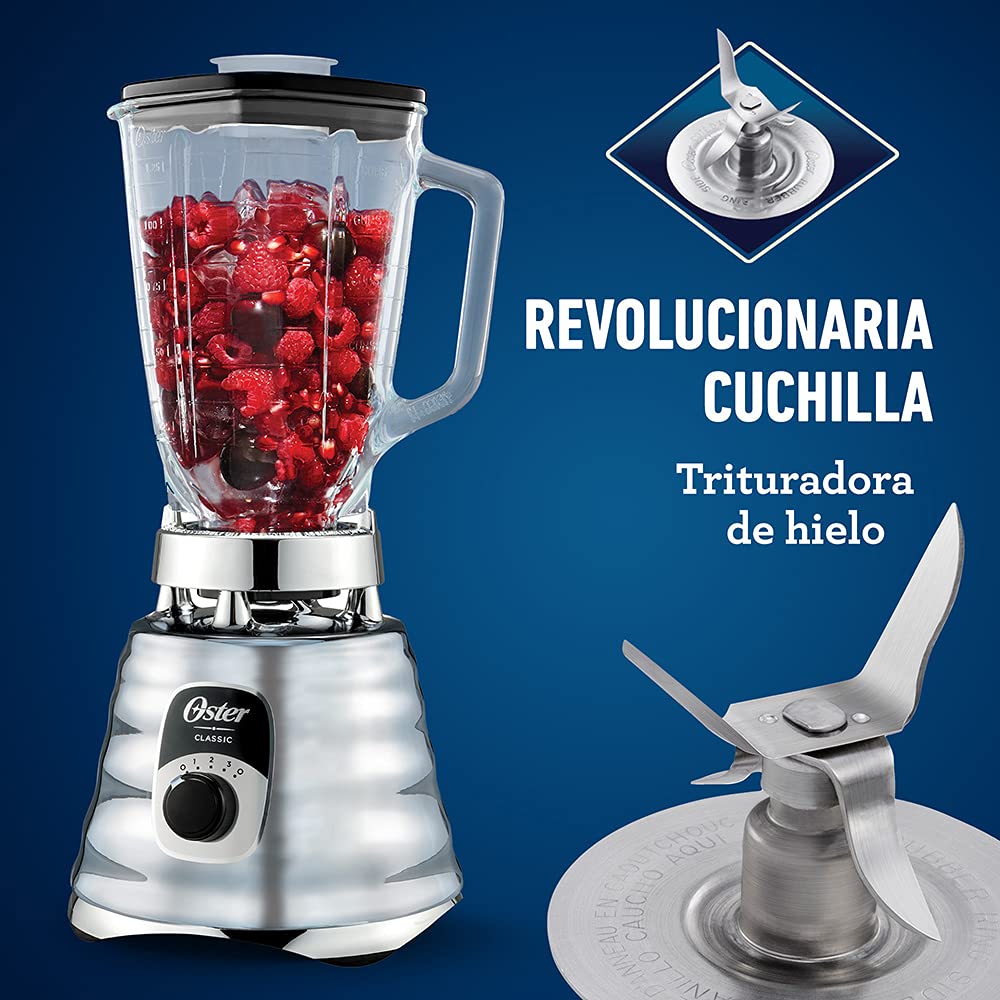 Licuadora Oster Cromo Clásica con Perilla Ergonómica y 3 Velocidades