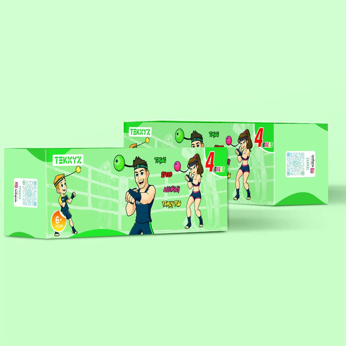 Paquete Familiar Pelota de Boxeo TEKXYZ Rojo Reflejos para Hombre y Mujer