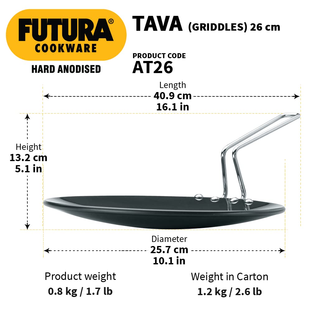 Hawkins Futura Tava duro anodizado 26 cm, 4,88 mm (negro)