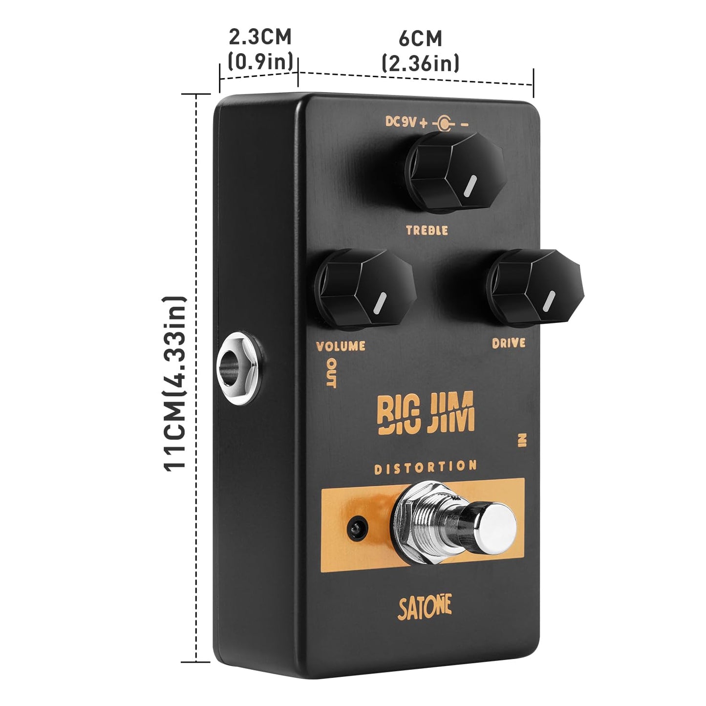 Pedal de Efecto para Guitarra Eléctrica Satone S808 Big Jim Distorsión Ganancia Rica con Bypass Verdadero