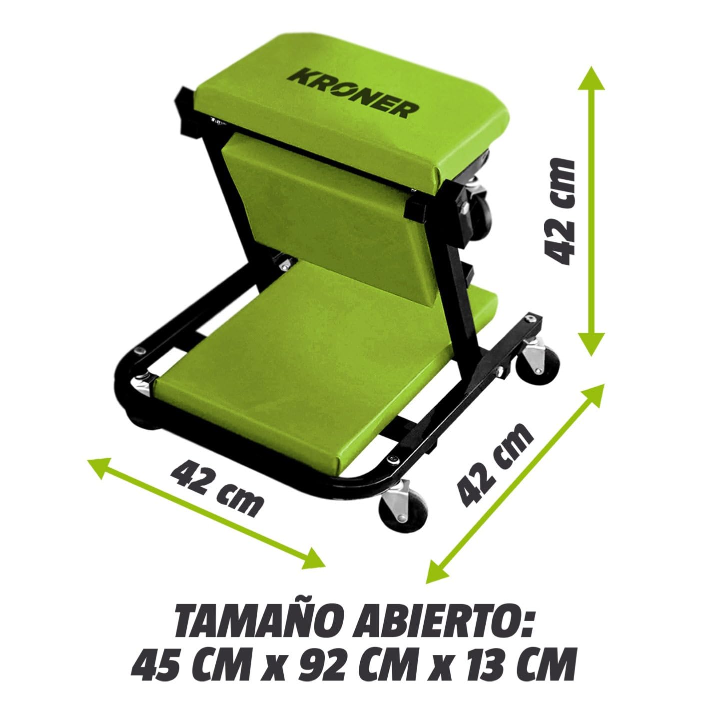 Kroner Camilla Mecánica Plegable 36 Pulgadas 150 kg – Camilla Deslizante y Plegable con 6 Ruedas para Taller