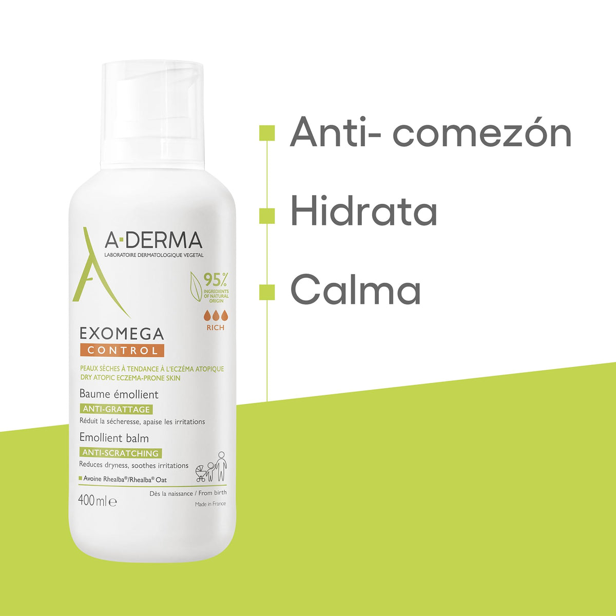 A-DERMA Exomega Control Crema Corporal Emoliente Piel Atopica Muy Seca 400ml