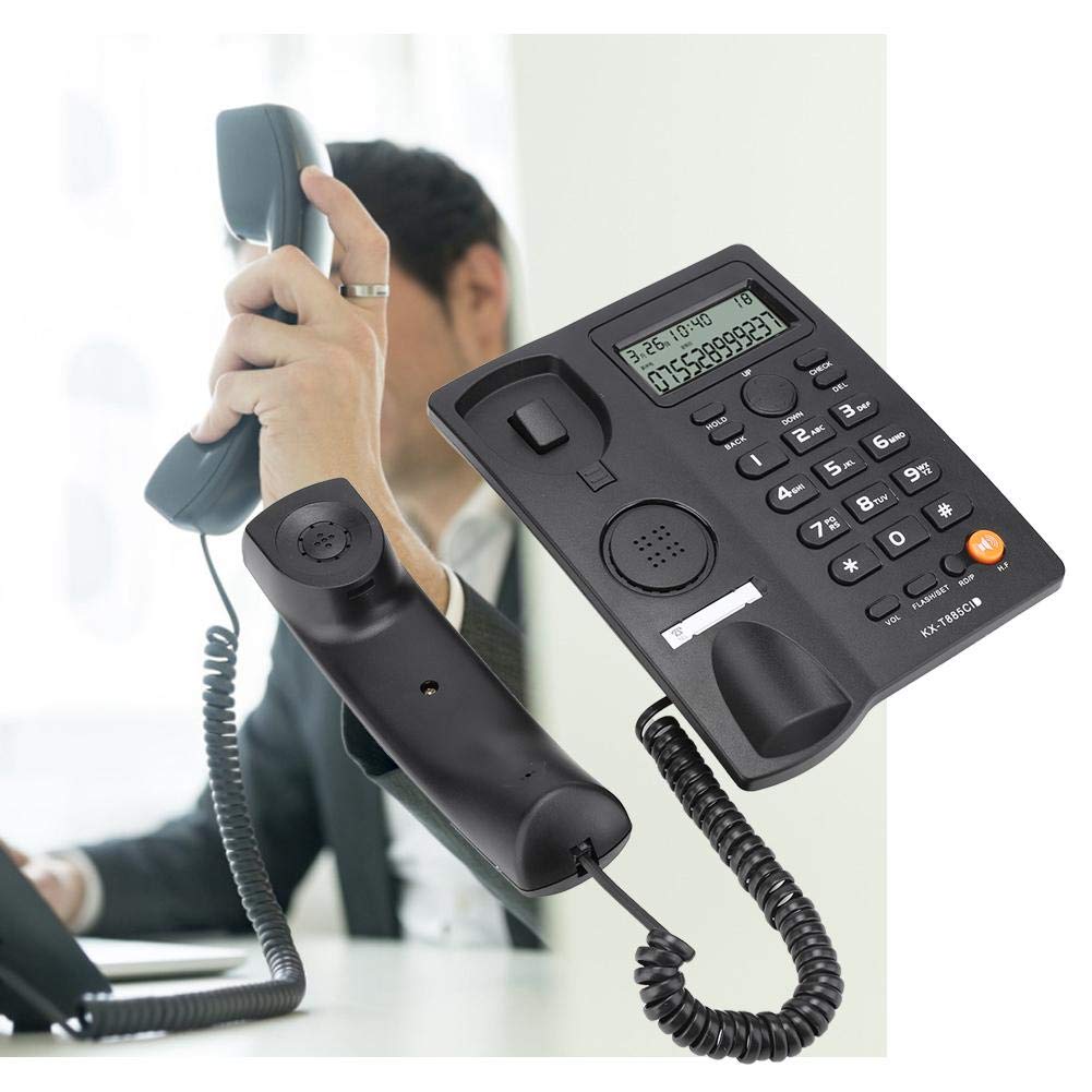 Oumij1 Teléfono del Hotel Identificador de Llamadas Teléfono Llamadas Manos Libres Oficina en el Hogar Teléfono Fijo del Hotel Inglés(Negro)