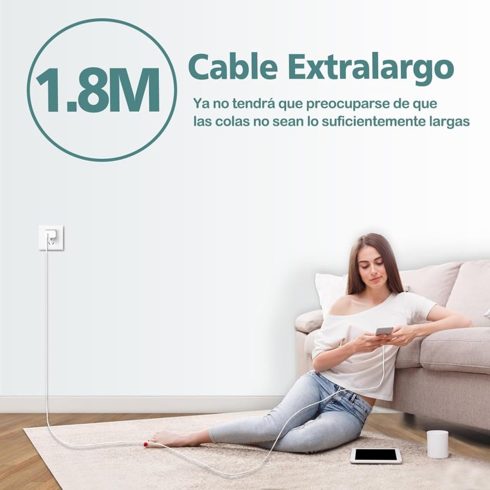 JUGLUTE iPhone 15/16 Cargador Tipo C, con 1.8M Cable USB C a C, Cargador iPhone Carga Rapida para iPhone 16Pro MAX/15Pro Samsung Galaxy S23/S23 Ultra
