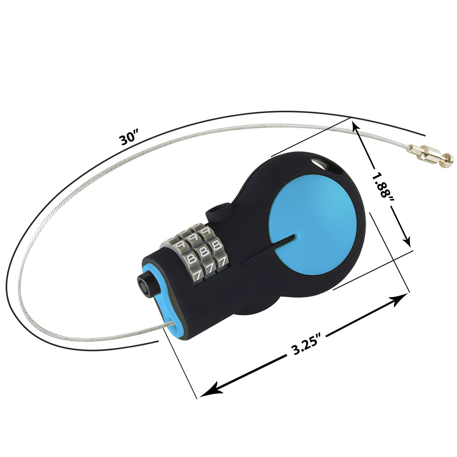 Lewis N. Clark - Candado de cable retráctil con cable de acero de 30 pulgadas, Azul, Una talla, Candado aprobado por Tsa y candado para bicicleta para equipaje + viajes, configura tu combo con cable