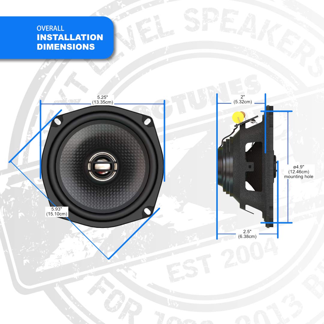 Hogtunes 352-XLR de alto rendimiento de la serie XL de 5.25 pulgadas (2 unidades), compatible con motocicletas Harley-Davidson 1998-2013