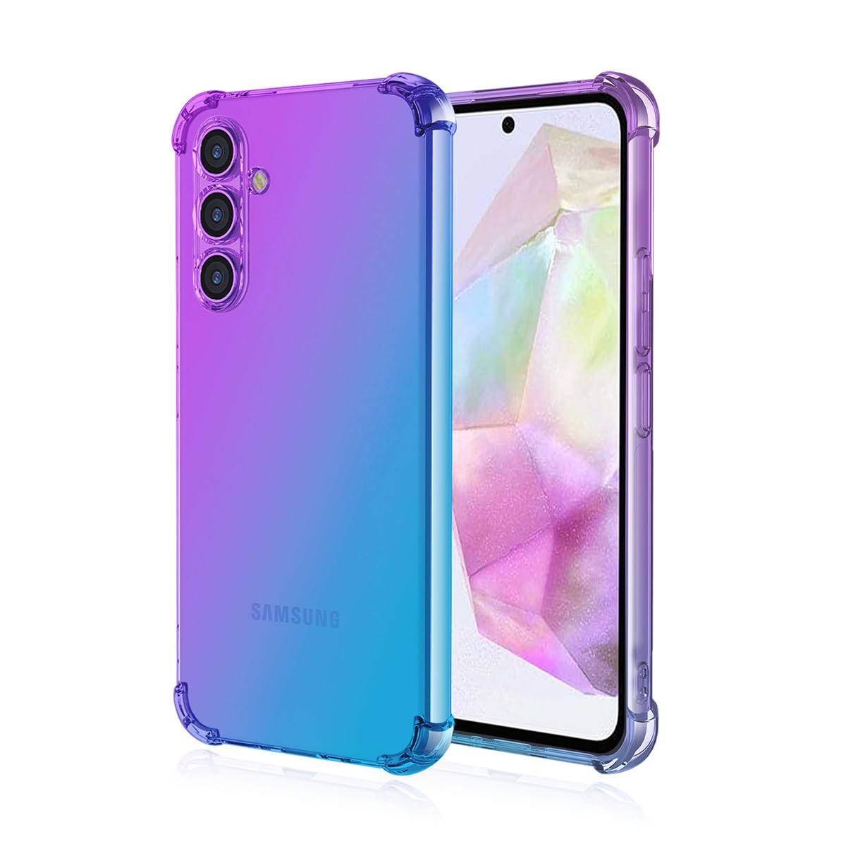 DABUNA Funda para Samsung Galaxy A36 5G Case Uso Rudo,Transparente Colores Degradados Protectora de Cámara Anticaída Carcasa Bumper(Púrpura Azul)