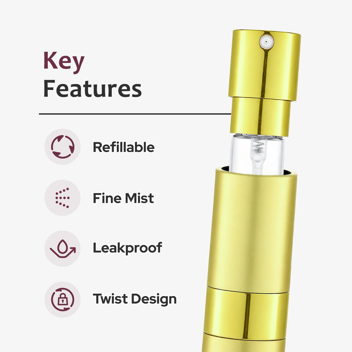 LISAPACK Botella atomizadora de perfume de 8 ml para viajes, dispensador de colonia recargable vacía, pulverizador portátil (amarillo)
