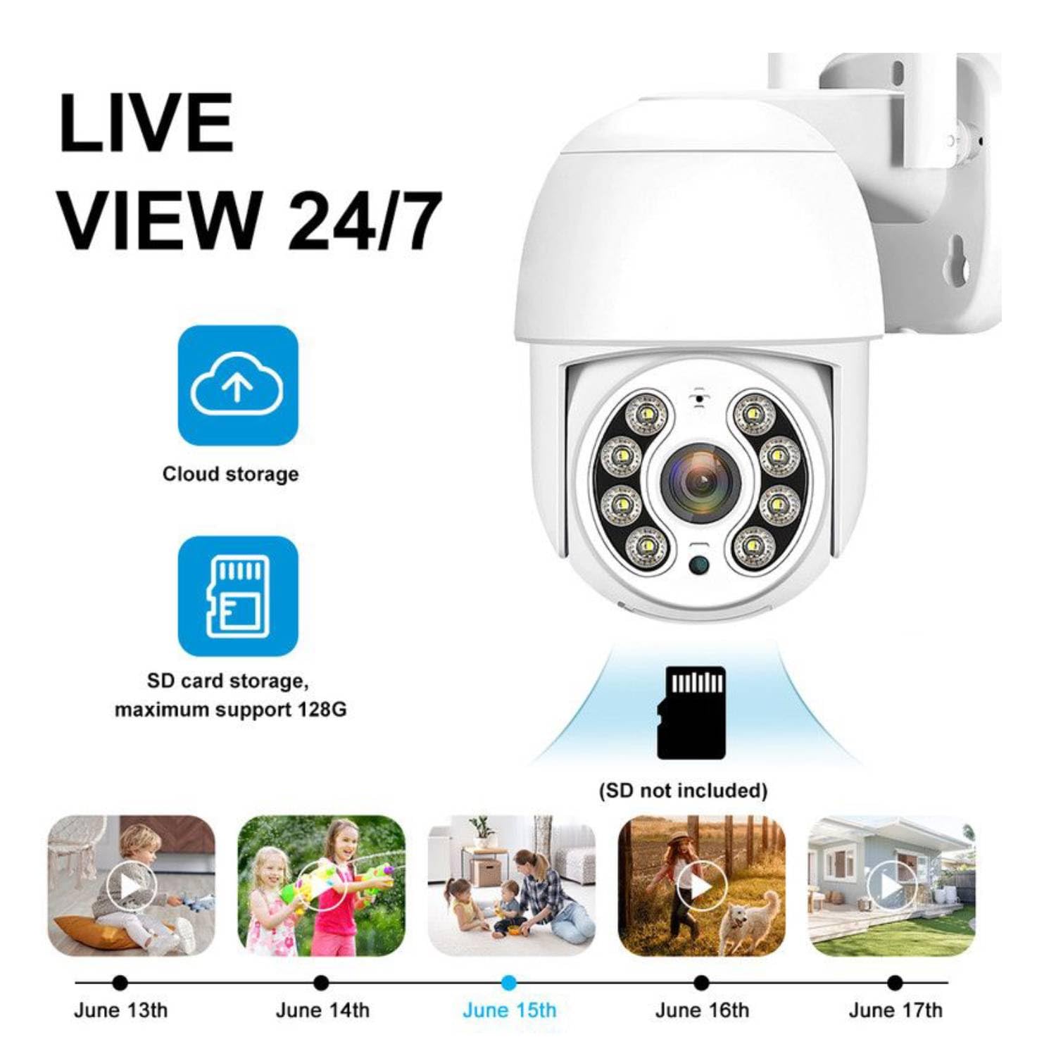 Cámara de Seguridad Exterior EASYTAO C05 Blanca 2MP 360 Grados WiFi con Visión Nocturna y Audio Bidireccional