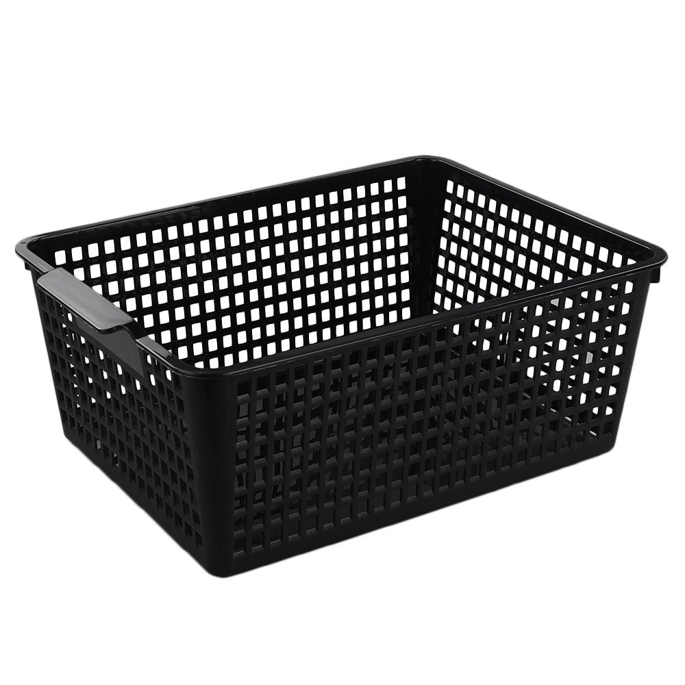 Beagle Organizador de cestas grandes de plástico para almacenamiento, negro, juego de 3