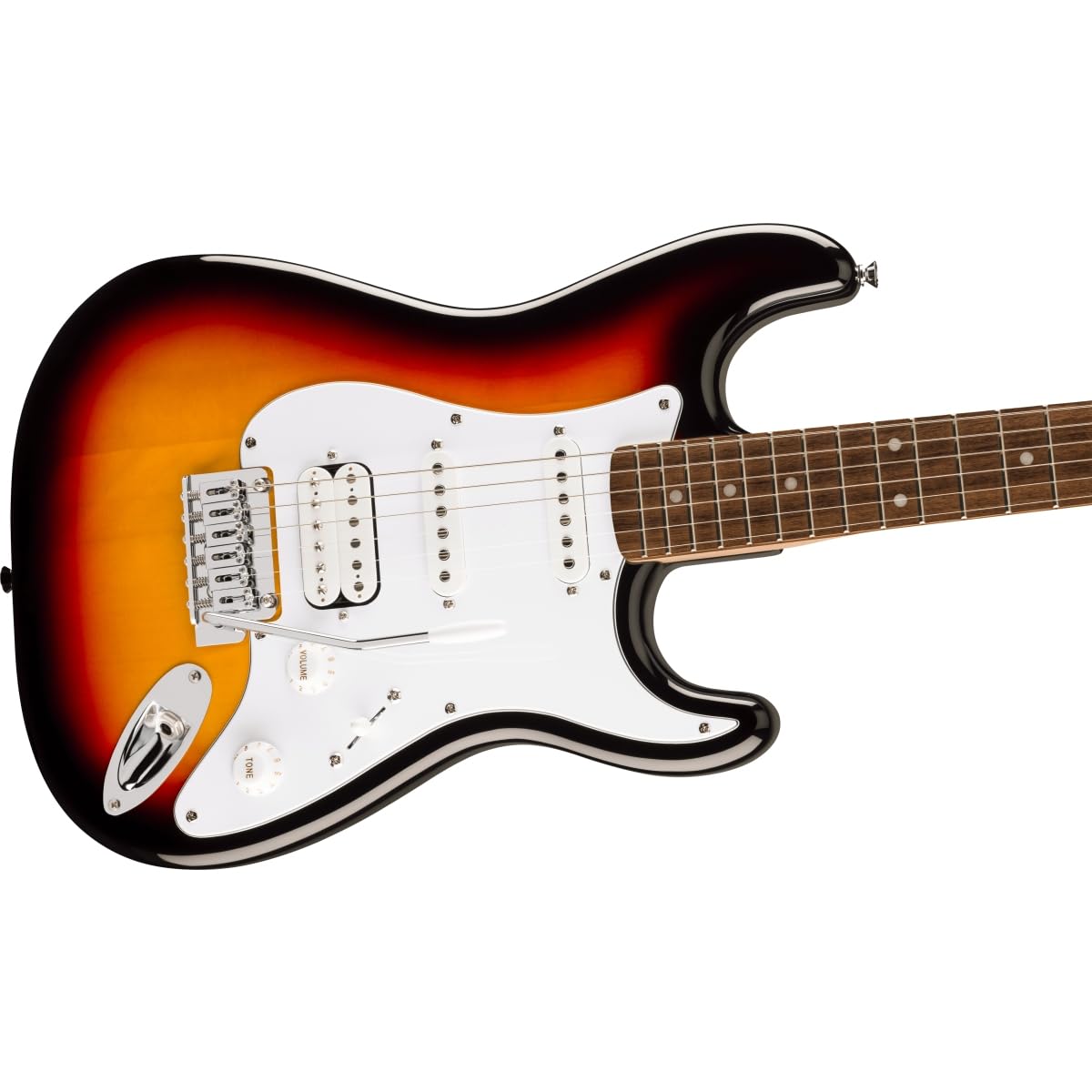 Affinity Series Stratocaster Junior HSS, Laurel Fingerboard, White Pickguard, 3-Color Sunburst