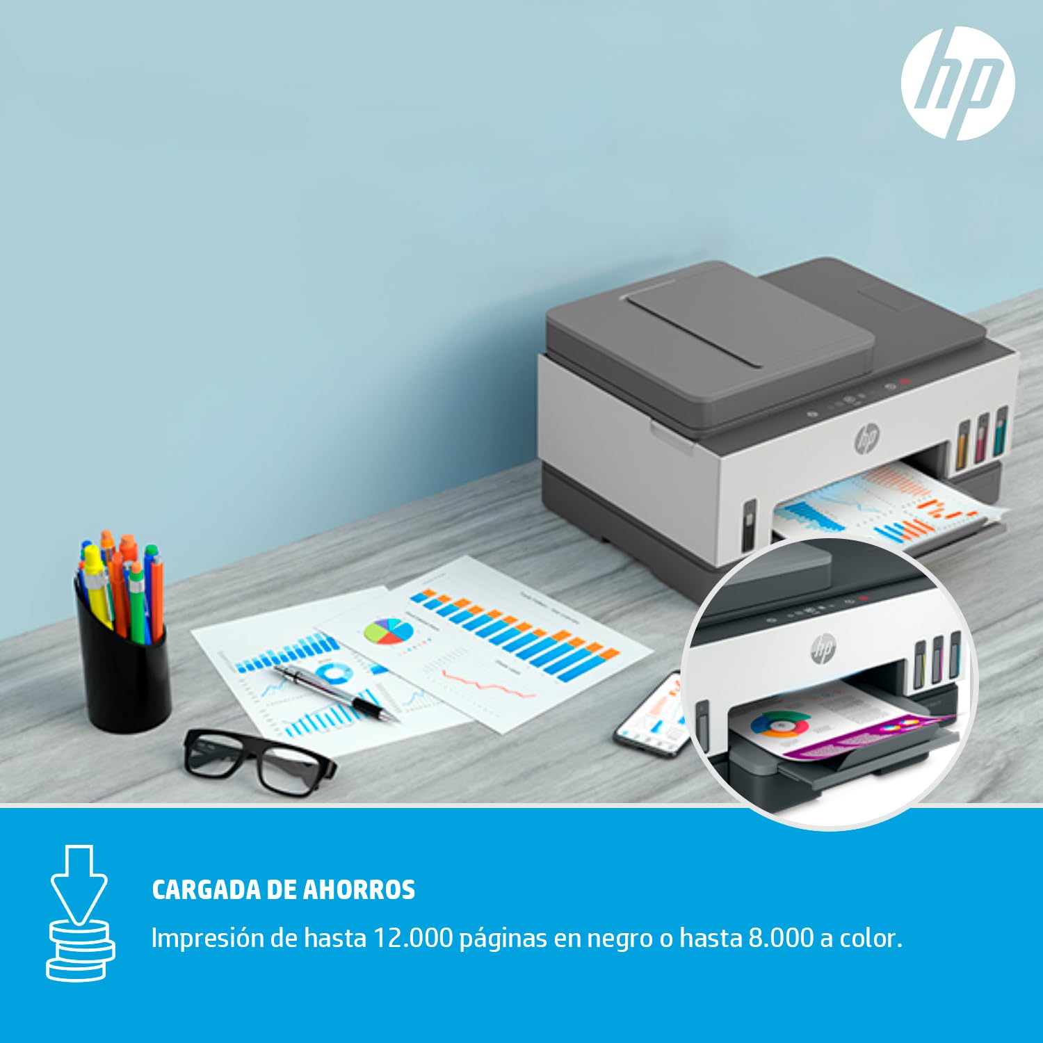 HP Impresora Multifuncional Smart Tank 790, Tinta Continua, Color, Wi-Fi, Dúplex (Doble Cara) & ADF Alimentador Automático (4WF66A)