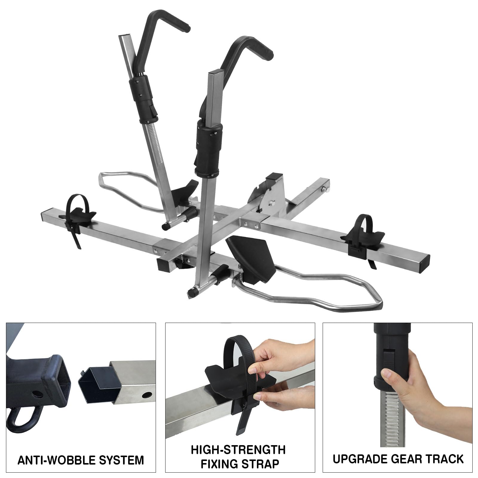 Leader Accessories - Portabicicletas de enganche para transportar 2 bicicletas de hasta 75 libras cada una para neumáticos de grasa y bicicletas eléctricas, portabicicletas plegable para coche,