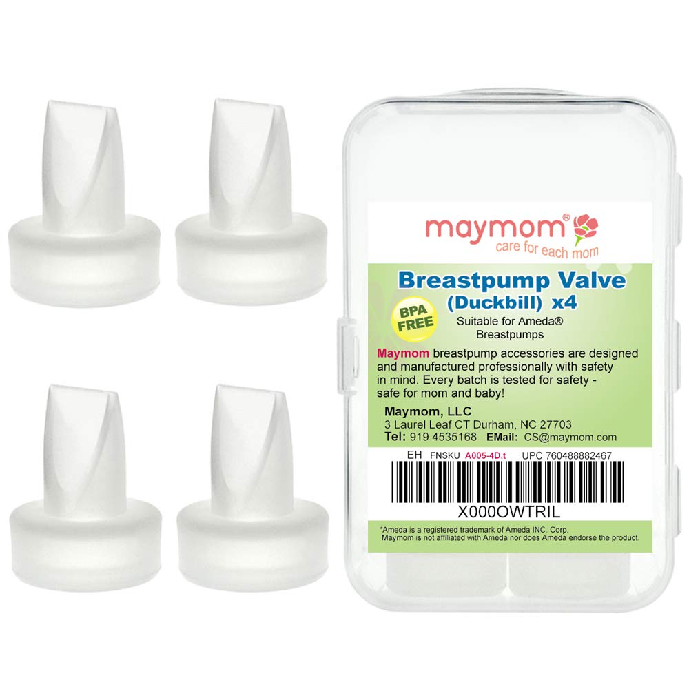 Válvulas tipo pico de pato Maymom compatibles con extractores Ameda MYA Joy y Purely Yours; empaque comercial sellado de fábrica