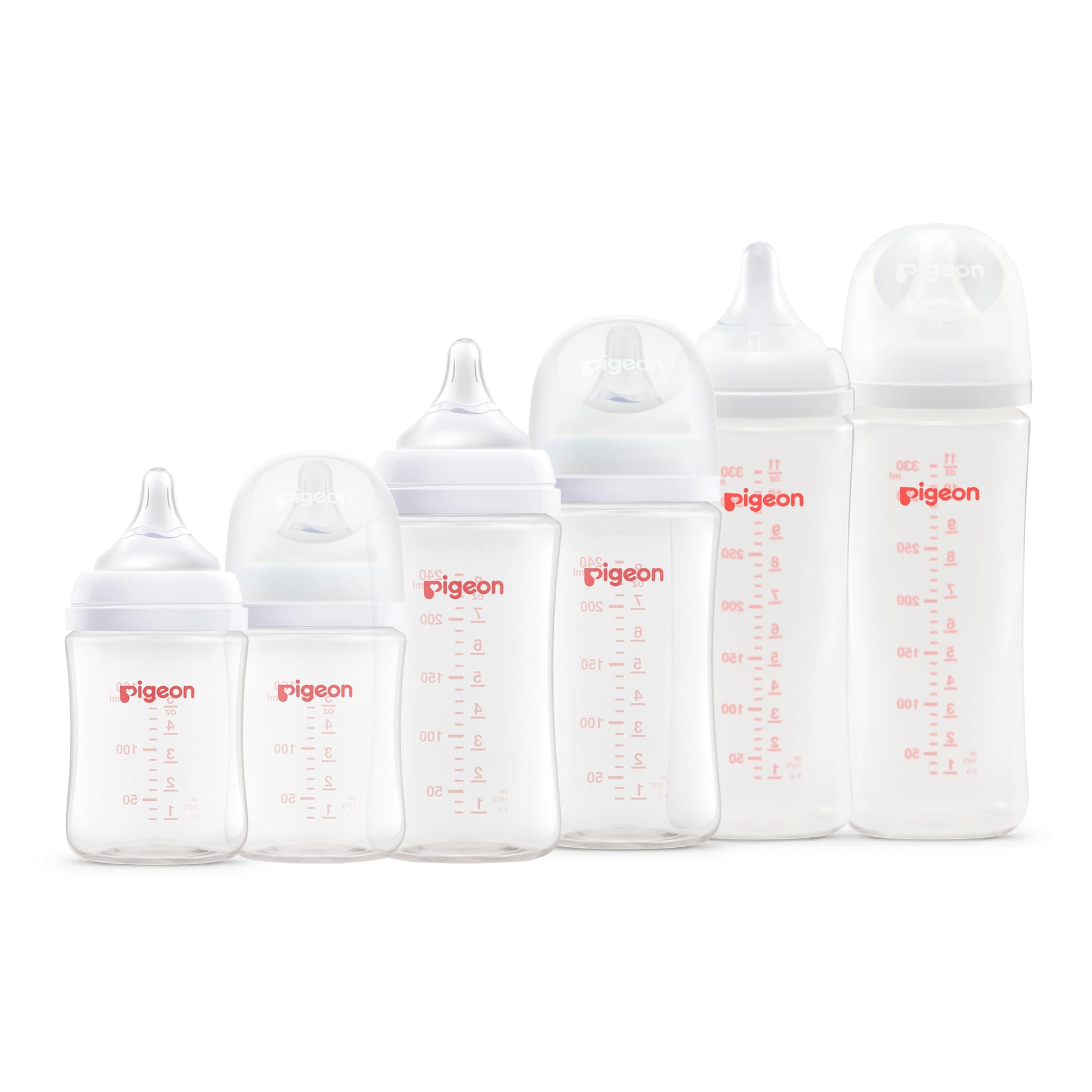 Set de Biberones Pigeon Soft Touch Transparentes Boca Ancha Libre de BPA