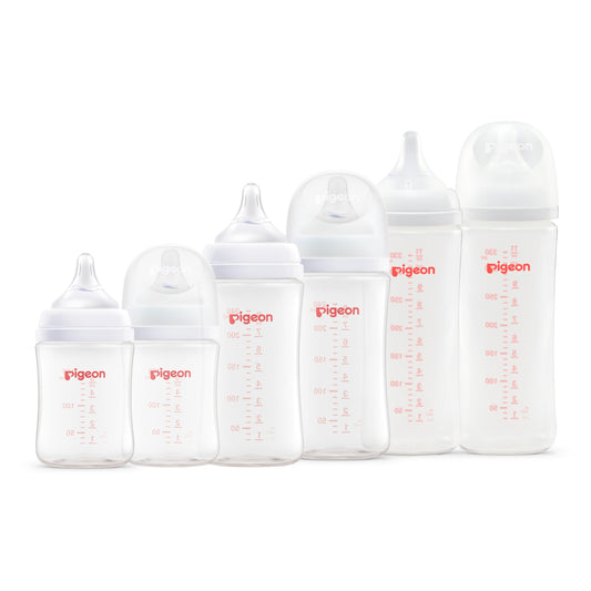 Set de Biberones Pigeon Soft Touch Transparentes Boca Ancha Libre de BPA