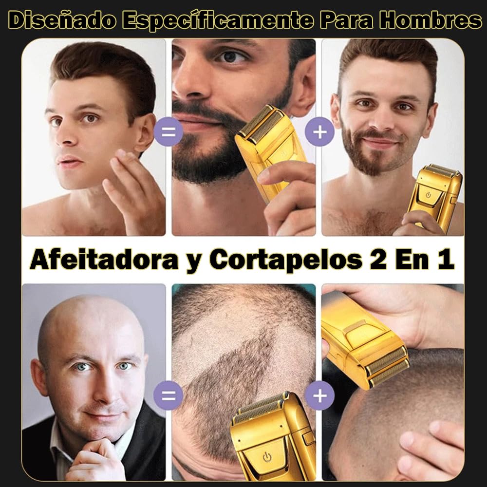 TGHQTR 2 en 1 Rasuradoras Electrica Hombre Con Recortadora De Precisión,Afeitadora Electrica Hombre LED Resistente al Agua IPX7,Tres Modos,Carga USB,Maquinillas de Afeitar para el Hogar de Los Hombres