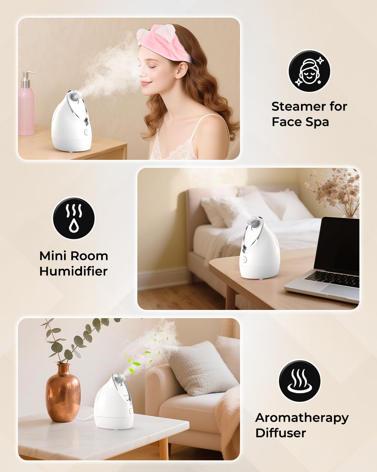 Kingsmile Face Steamer, vaporizador facial para la cara, niebla cálida para esteticista, vaporizador de vapor caliente profesional para SPA facial en el hogar con nano ozono, humidificador facial para mujeres y hombres, sinusitis destapa los poros
