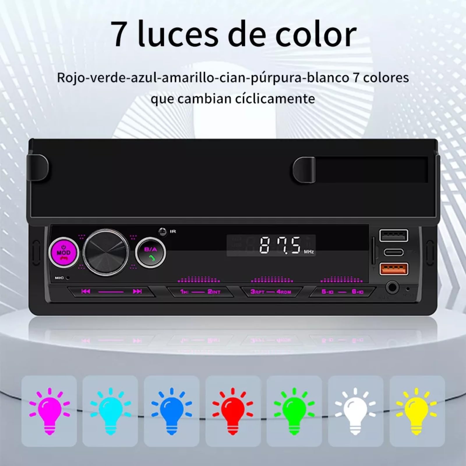 FINYQBET Estéreo para Auto con Mp3 2 USB,Reproductor Estéreo para Coche 1DIN con Control Múltiple, Carga Rápida USB y Subwoofer, Ideal para Conducción Segura y Entretenimiento en el Vehículo