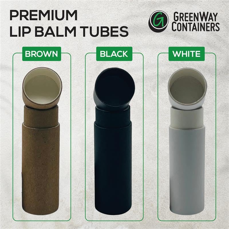 Tubos de Bálsamo Labial GreenWay Kraft con Tapas para Cosméticos, Paquete de 12, Rellenables