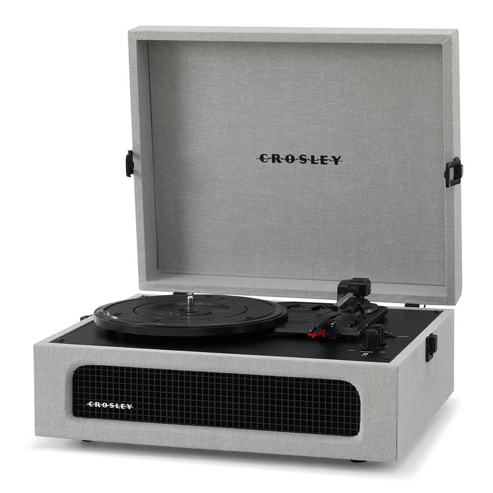 Crosley CR8017B-GY Voyager Vintage Portable Turntable with Bluetooth in/out and Built-in Speakers, Gray