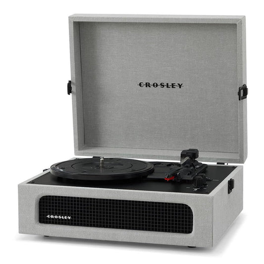 Crosley CR8017B-GY Voyager Vintage Portable Turntable with Bluetooth in/out and Built-in Speakers, Gray