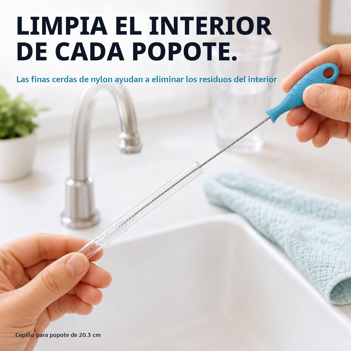 Juego de cepillos de silicona para botella de 30,5 cm de largo, mango de