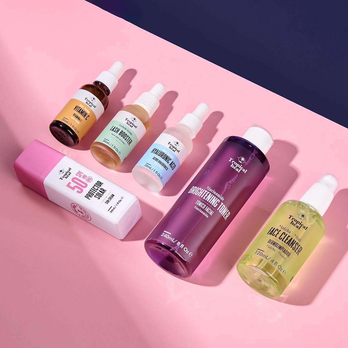 Tropical Heal - Skin Rescue Kit Facial Completo para Cuidado Reparador de Día y Noche - Limpieza, Hidratación, Fortalecimiento de Piel, Pestañas y Cejas