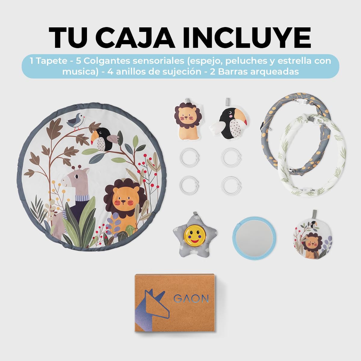 BABY GAON Gimnasio Didactico Estimulador para Bebe Juguetes Interactivos Y Musica (Gris)