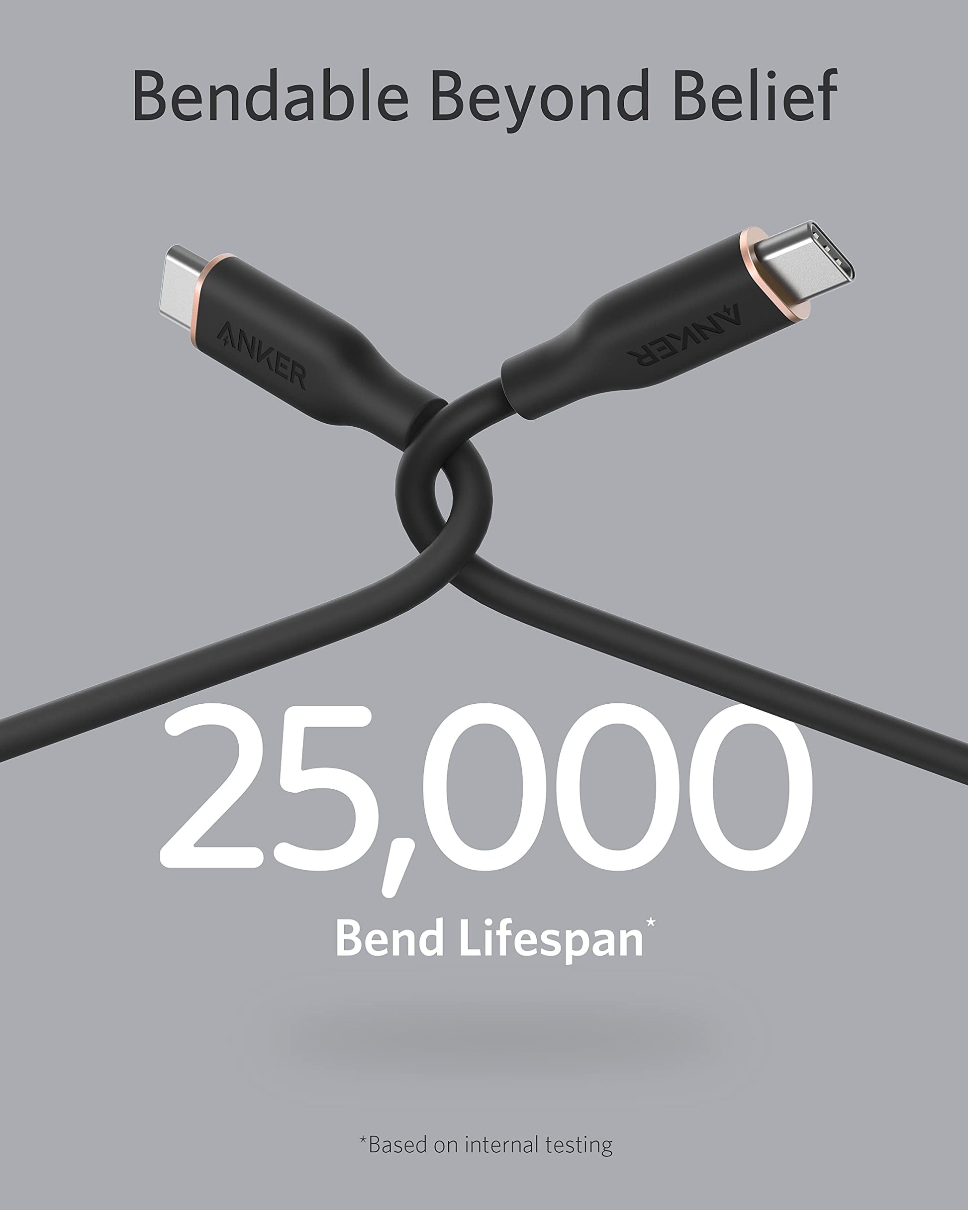 Cable de Carga USB-C Anker PowerLine III Flow Negro Noche 100 W 1.8M Compatible con iPhone y MacBook Pro