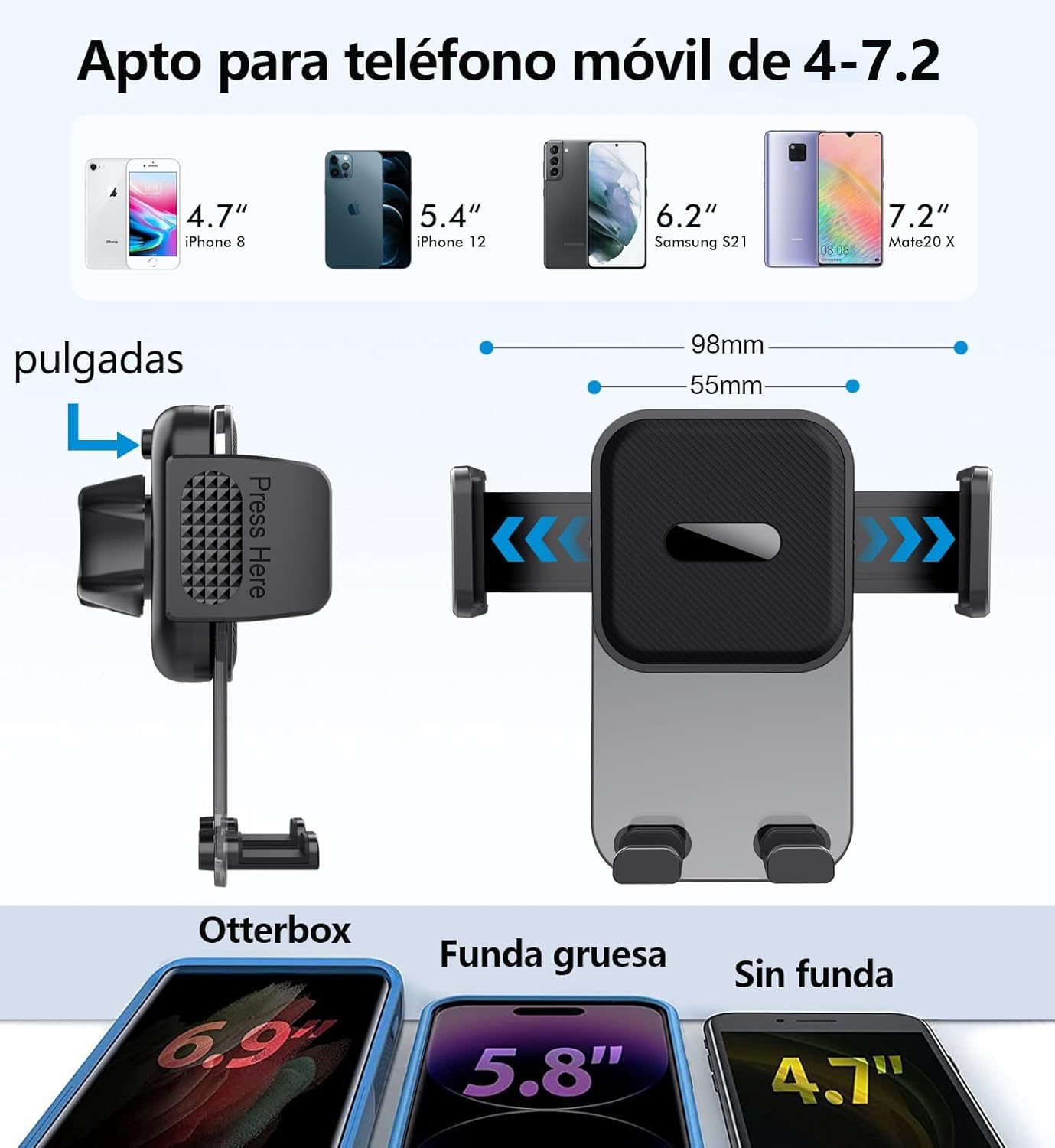 Soporte para Celular Miortior Negro con Rotación de 360° para Automóvil