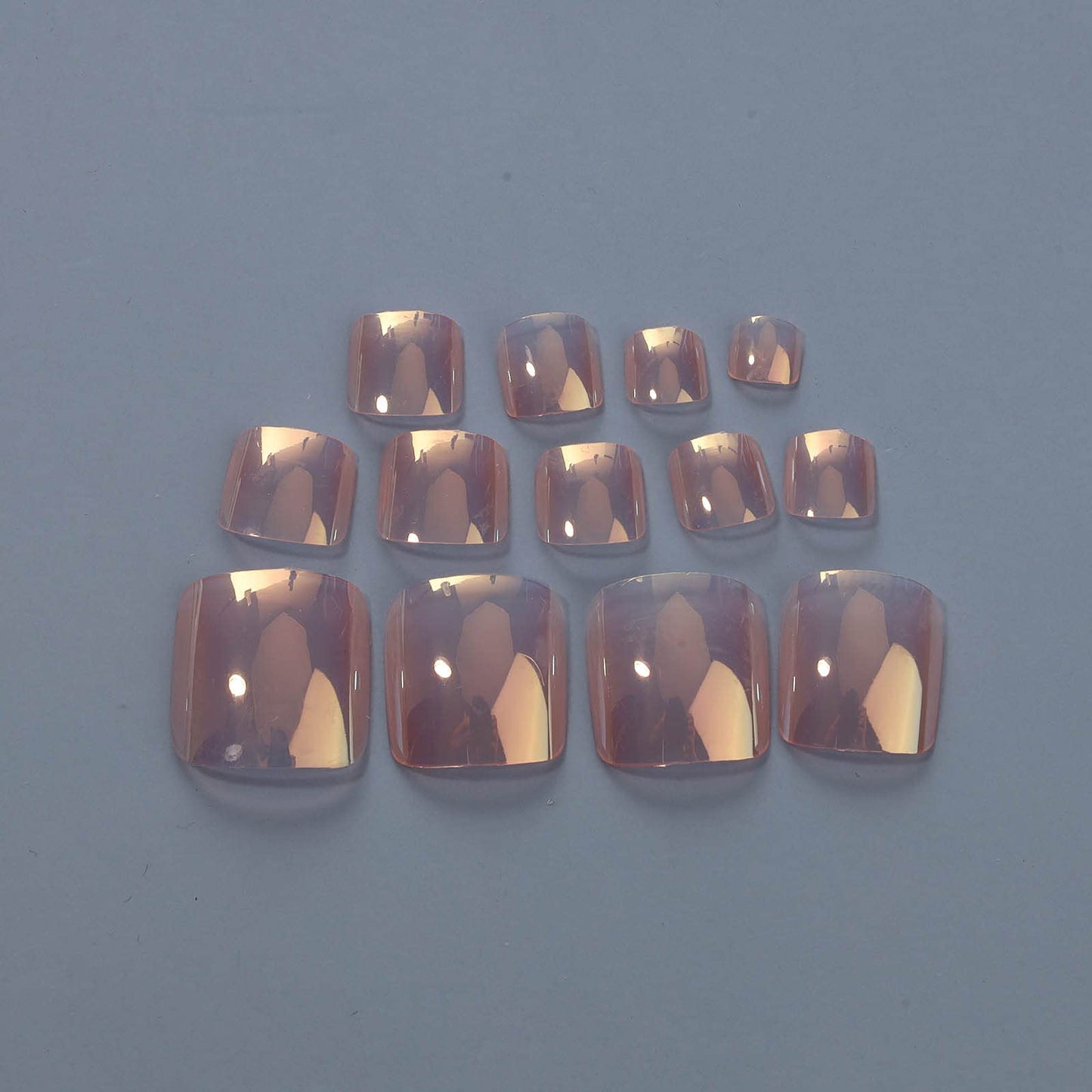Yheakne Shiny Coffin Press on Toenails Glossy Ballerina Pink Fake Toe Nails Solid Clip on Nails Shimmer Art Full Cover Artificial False ToeNails Tips for Women and Girls 24Pcs (Shimmer Pink)