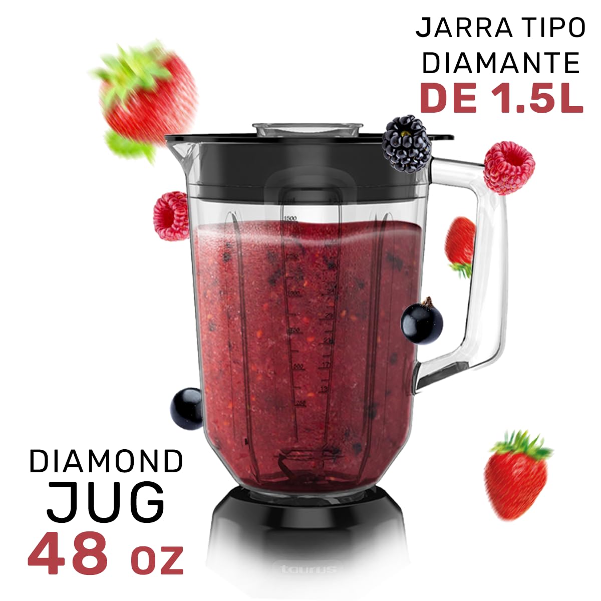 Licuadora Taurus Sevilla Vidrio Touch 1.5L 550 Watts 5 Programas Turbo Pulso LED EASY-FIT