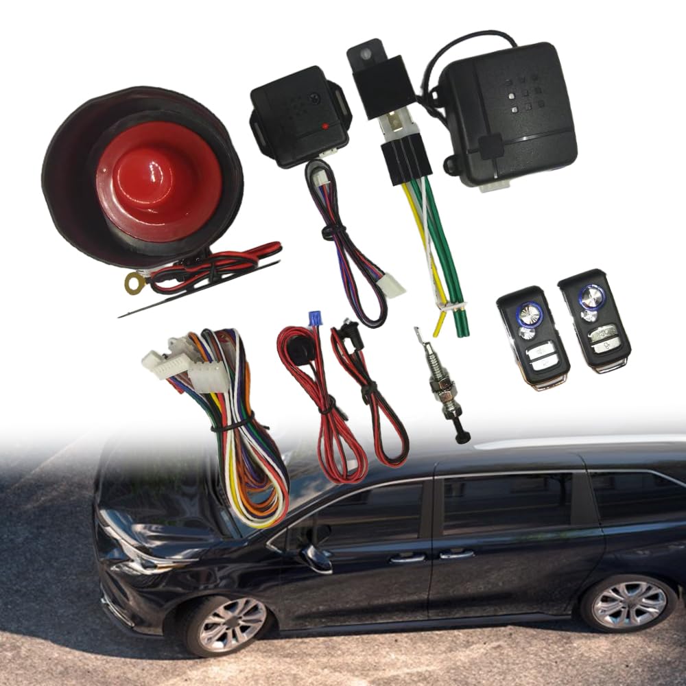 Kit de Cierre Central Universal MASO Negro con Detector de Vibración y Controlador para Auto