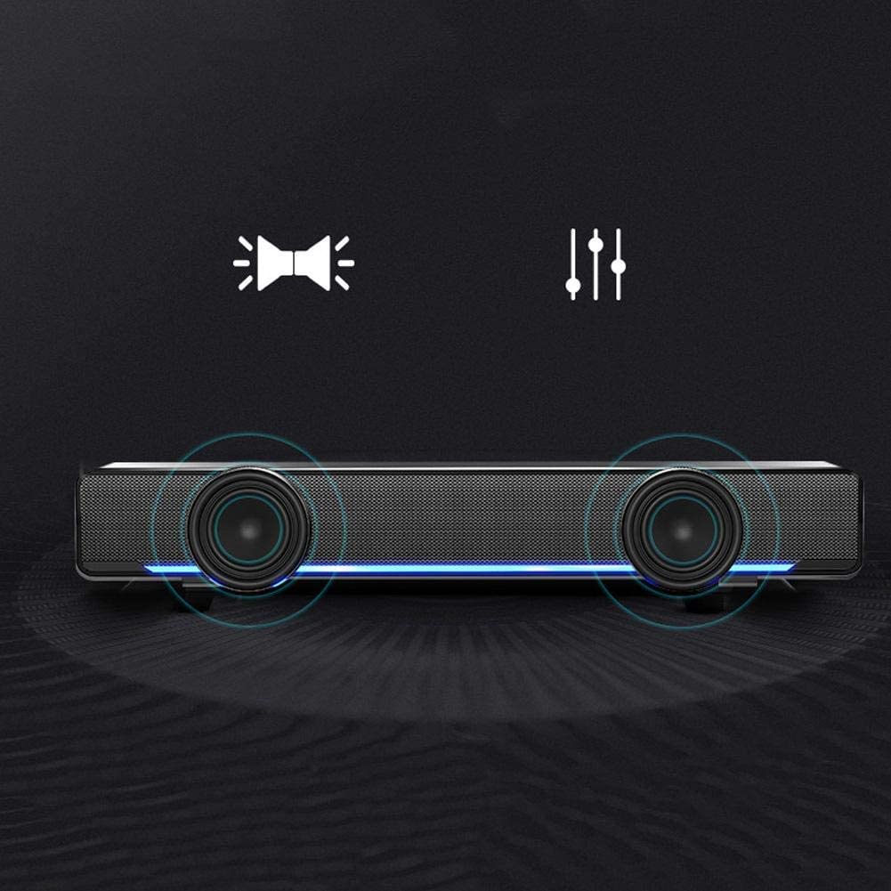 Barra Sonido,Mini Barra Sonido USB Conector Audio 3,5mm Altavoz Sonido Estéreo 3D Luz Respiración LED Compatible TV,Computadora Escritorio,Computadora Portátil,Teléfono Inteligente,PC,MP3
