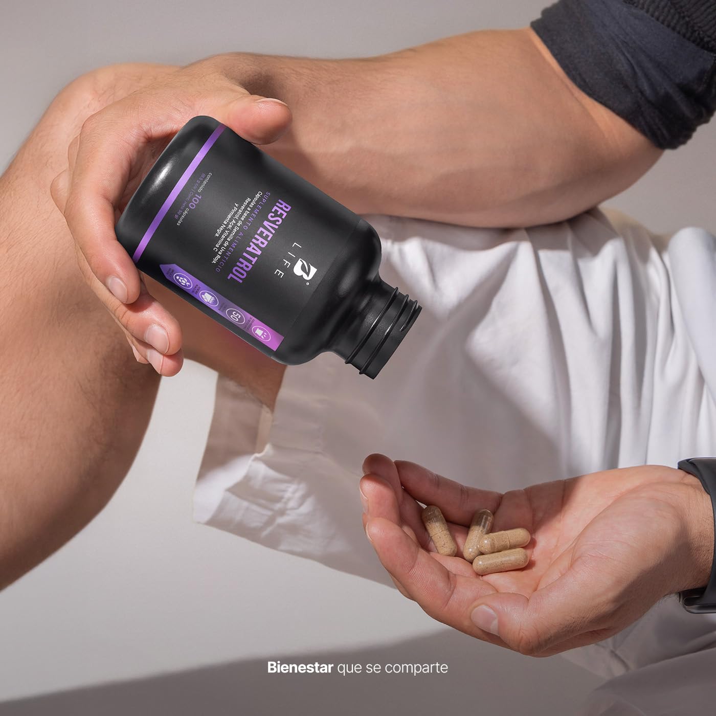 B Life Resveratrol 100 Cápsulas | Antioxidante con Pimienta negra, Uva Roja, Acai y Vitamina C |1000 mg por porción. Ingredientes Naturales.