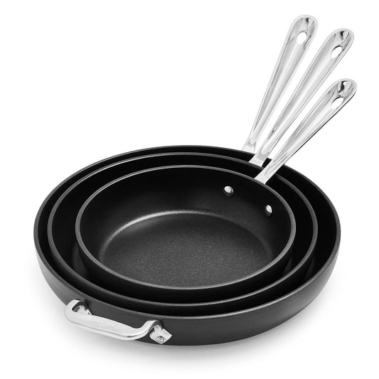 All-Clad - Juego de 3 sartenes antiadherentes de 12 pulgadas, color negro, 834, 1034, 1234