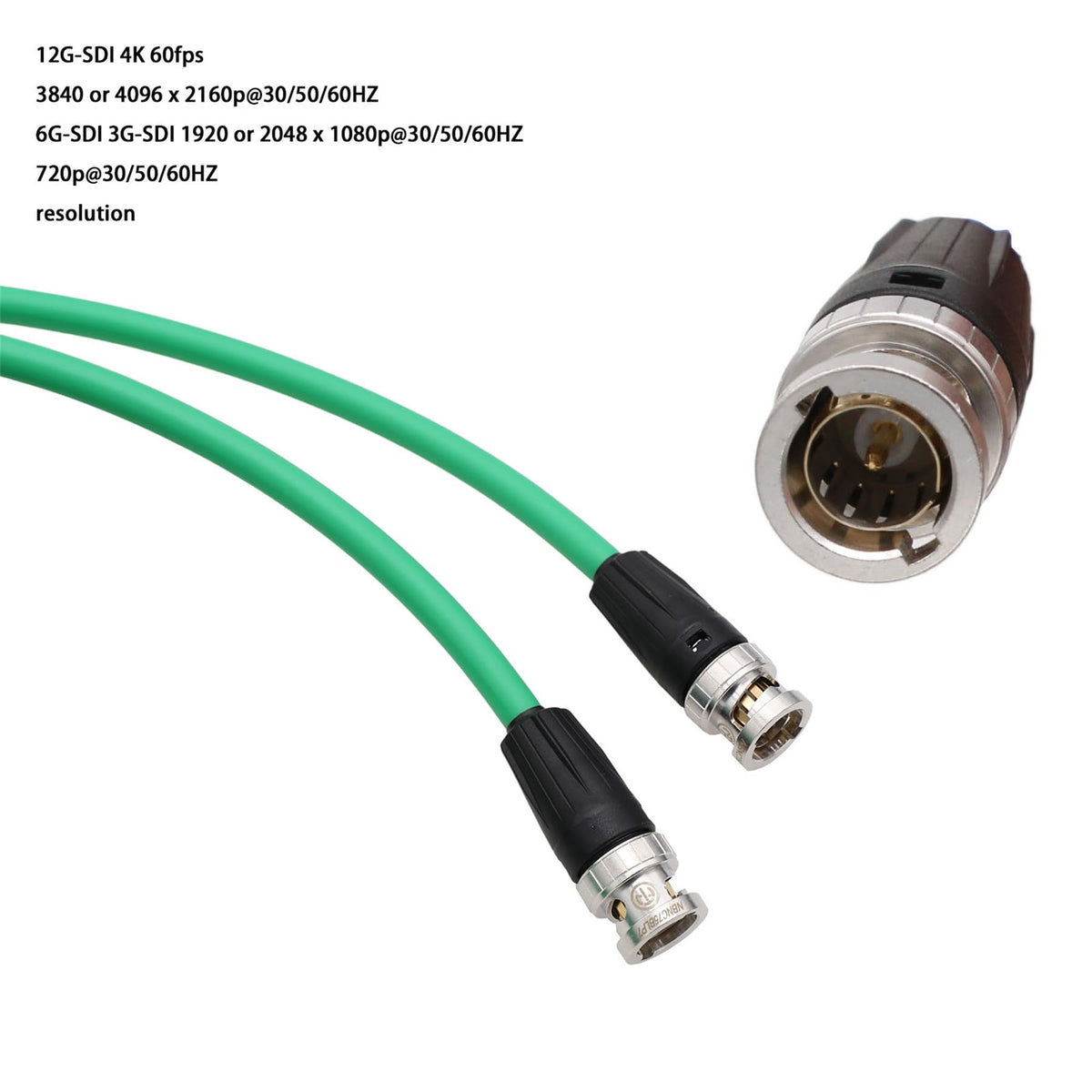 Cable Coaxial de Vídeo HT 12G Verde para Monitor de Cámara y Grabadora, Blindado y Flexible BNC a BNC Canare LV-61S 75 Ohmios 1,5M